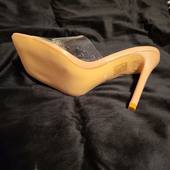 Square toe clear top,pink sole,4 ink high heels size 36, only been tried on, new - Picture 5 of 6